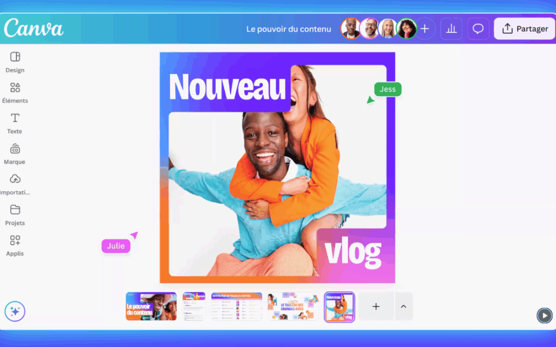 Interface Canva illustrant une nouveauté Canva multi-format permettant de créer des visuels pour vlog, post ou story depuis un seul design.
