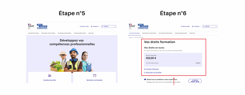 Tutoriel visuel pour se connecter à Mon Compte Formation, pour découvrir son CPF étape par étape